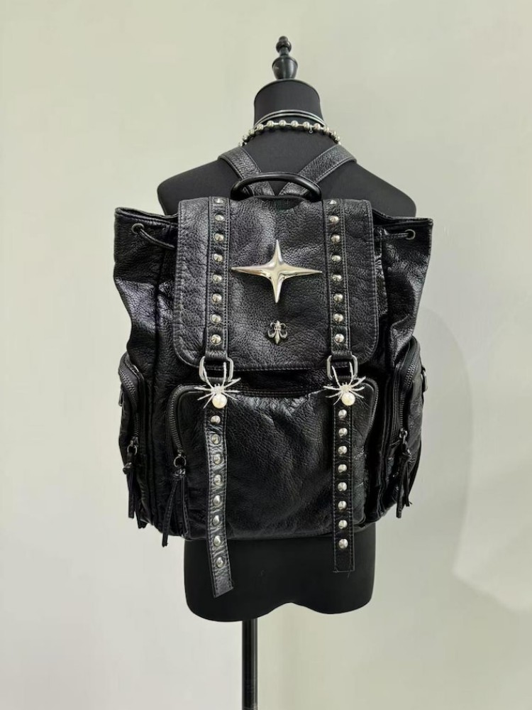 Leather Backpack Vintage - Gothic Punk PU lederen schoudertas klinknagel