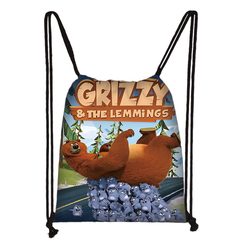 Fashion Backpack Women - Kind bedrukt trekkoord voor cartoon Grizzy