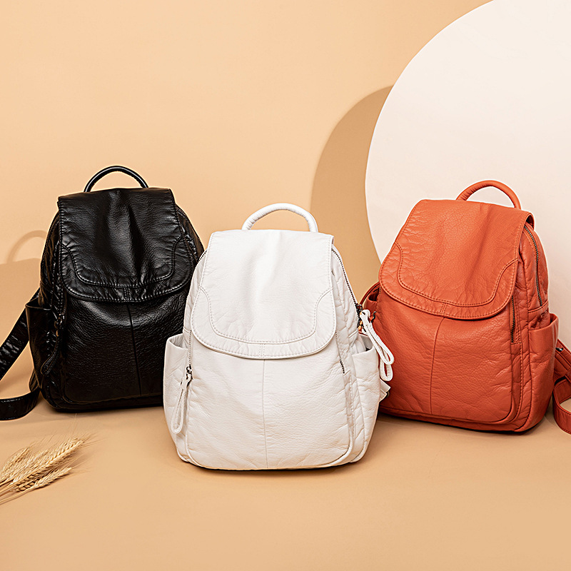 Damesrugzak Witgewassen Leren  - Fashion Backpack Women recensie en prijs