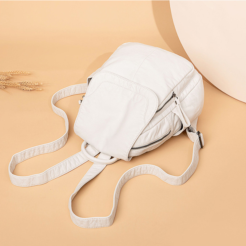 Damesrugzak Witgewassen Leren  - Fashion Backpack Women recensie en prijs