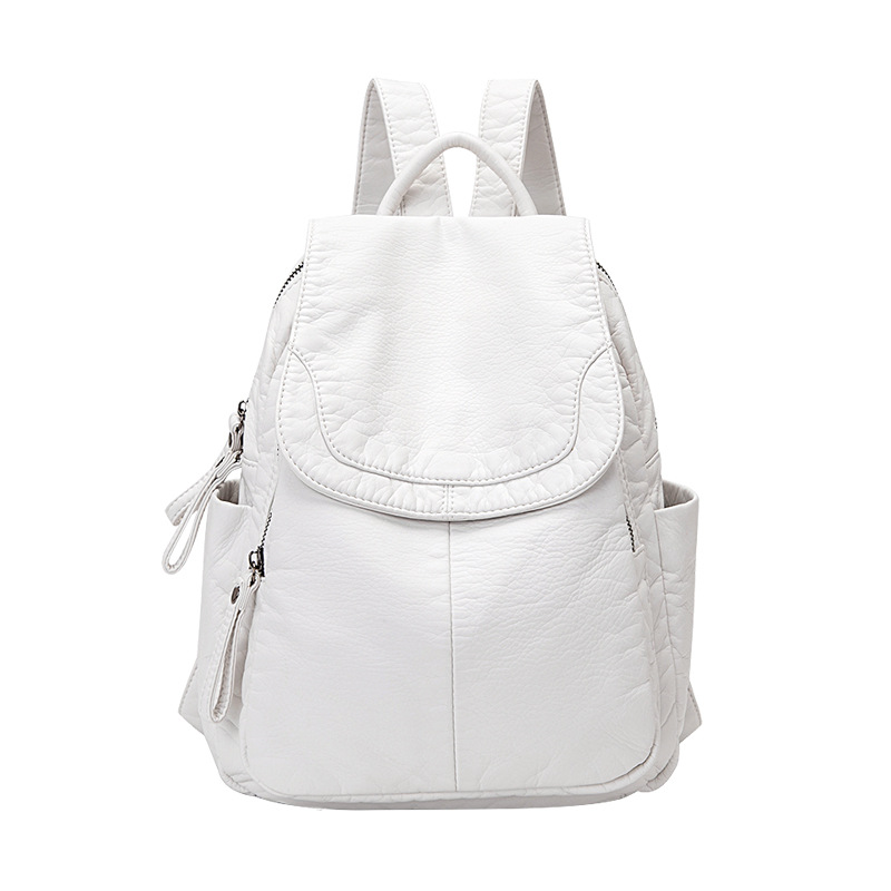Damesrugzak Witgewassen Leren  - Fashion Backpack Women recensie en prijs